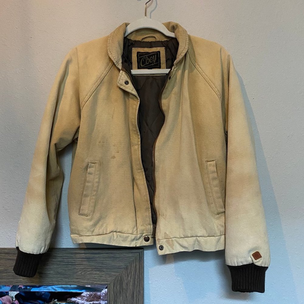 Obey Tan Canvas Bomber Jacket
